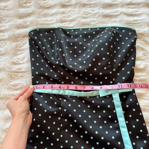Jessica McClintock Polka Dot Strapless Y2K Mini Dress - Picture 7 of 11